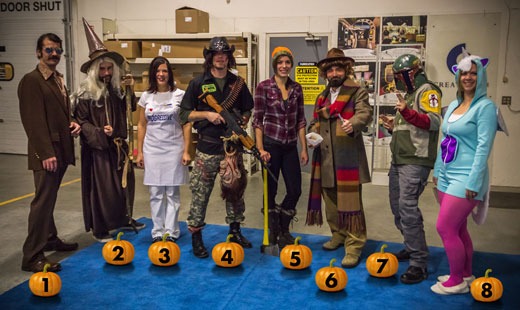 Employees dressed up for halloween